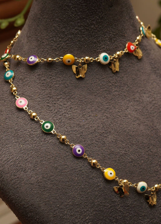 Neck butterfly evil eye neckpiece