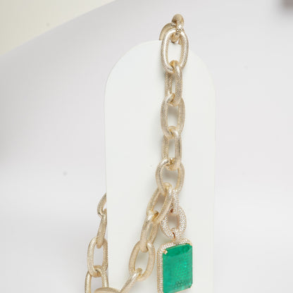 Gold plated emerald necklace