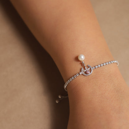 Silver plated pearl bracelet