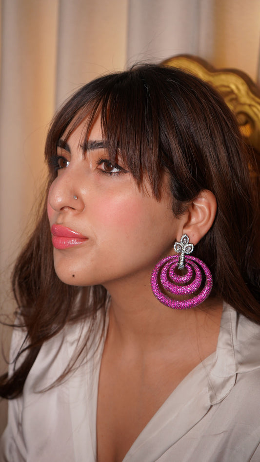 Pink diamond ring earrings