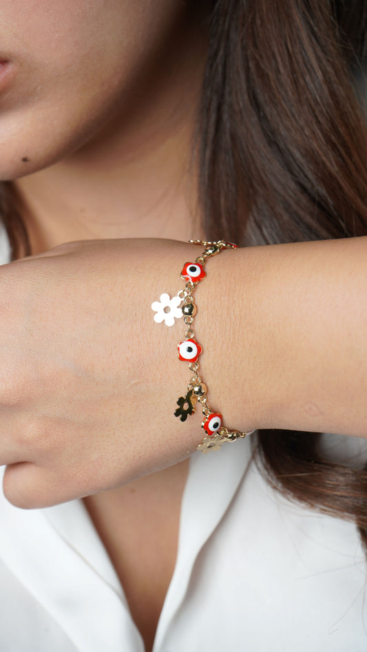 Golden evileye flower bracelet