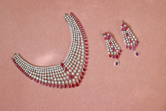 Ruby diamond necklace set