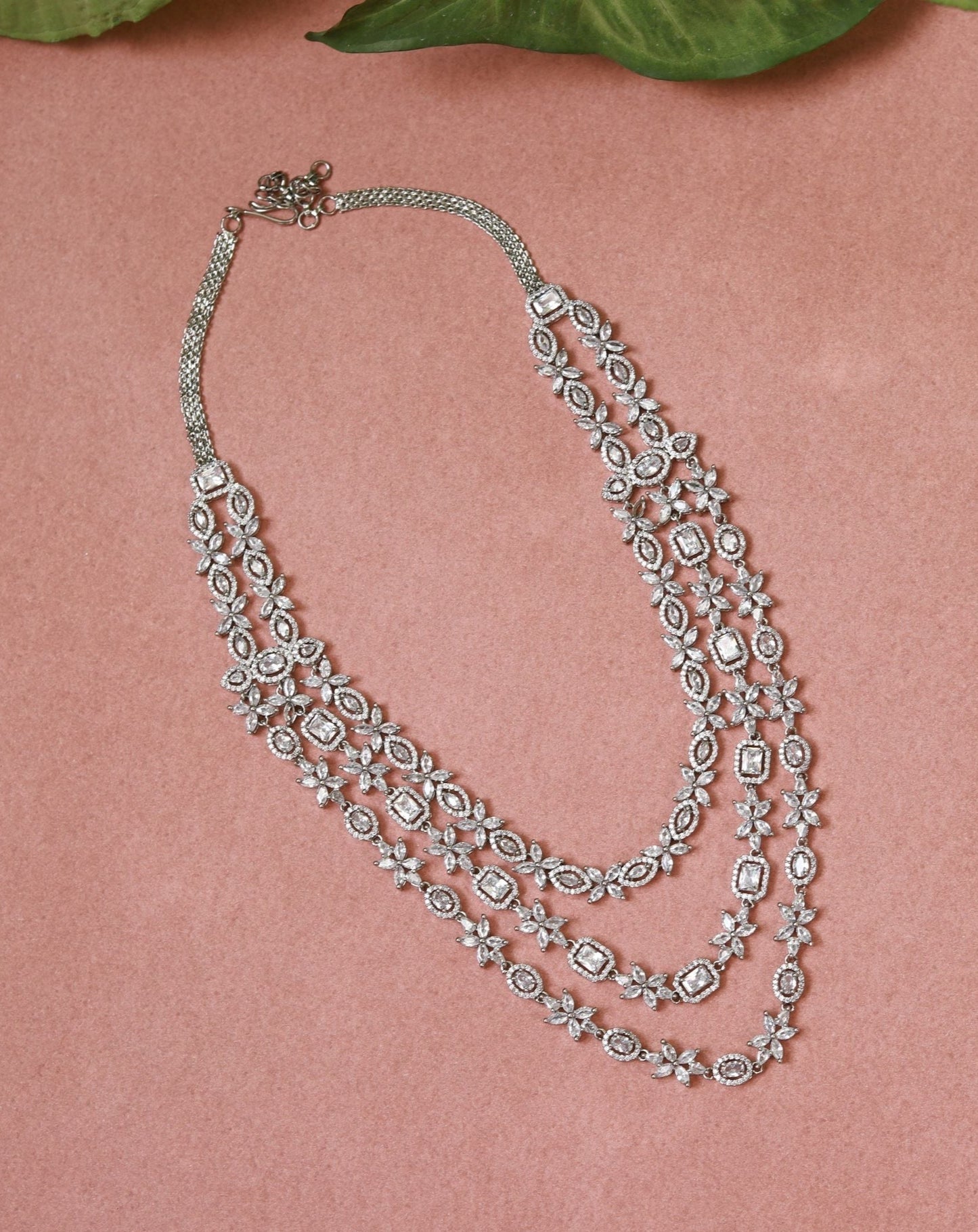 3 layer diamond necklace set