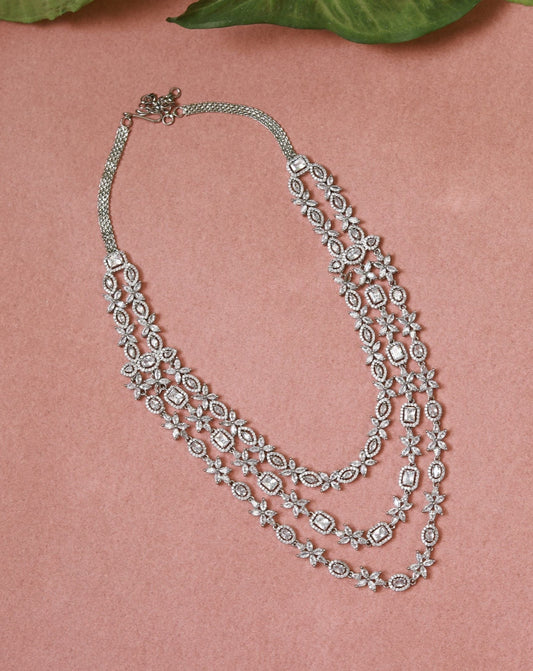 3 layer diamond necklace set