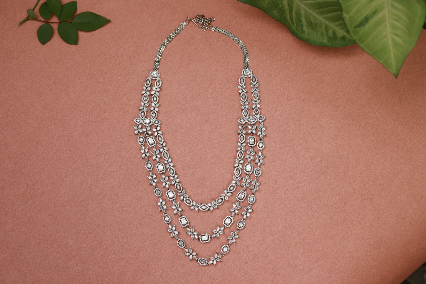 3 layer diamond necklace set