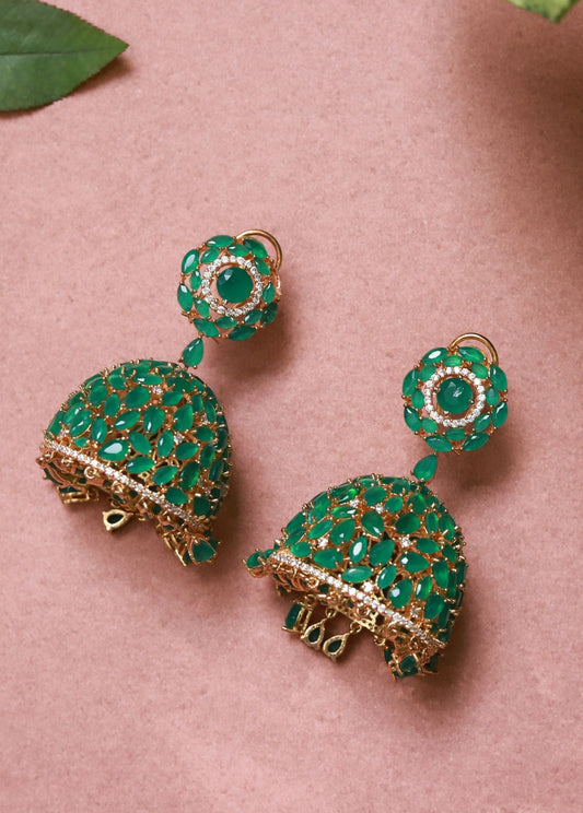 Green emerald jhumkas