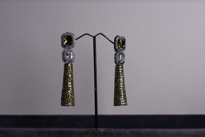 Yellow diamond long earrings