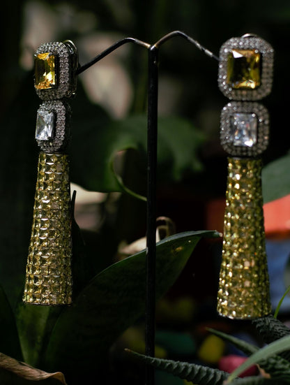 Yellow diamond long earrings