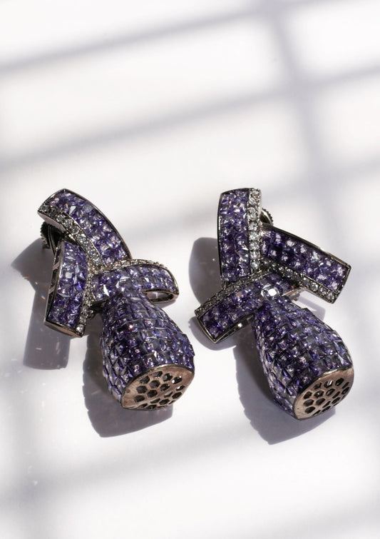 Purple diamond earrings