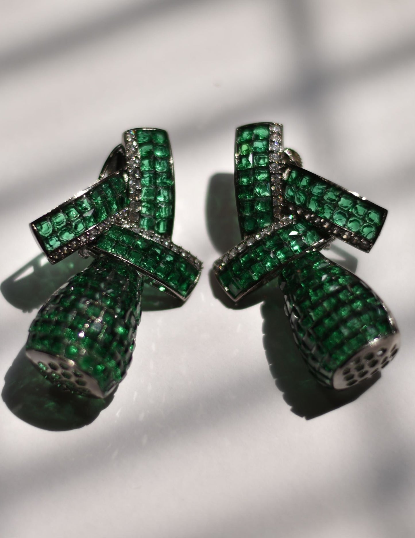 Green diamond earrings