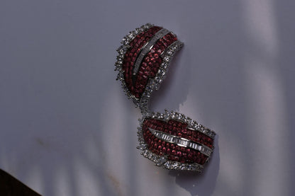 Ruby diamond leaf earrings