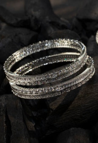 Silver Swarovski bangles