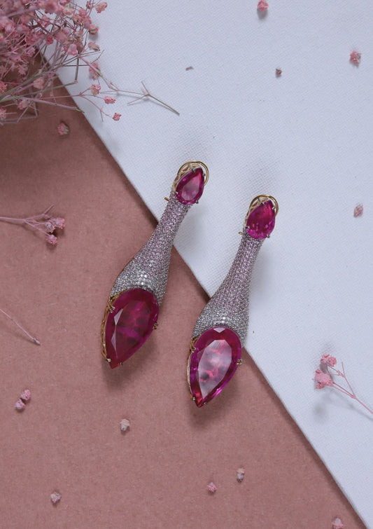 Rose pink quartz earrings