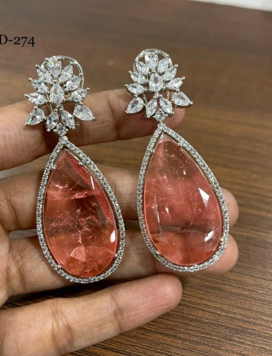 Peach drop earrings