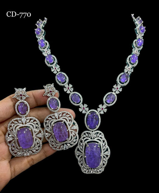 Violet swarovski necklace set