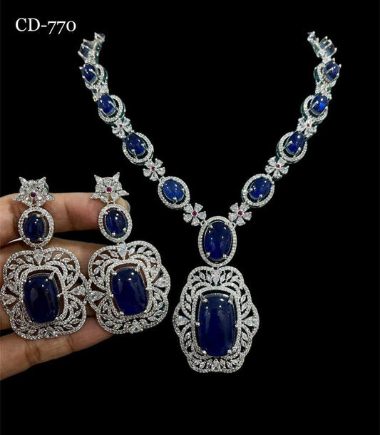 Blue sapphire necklace set