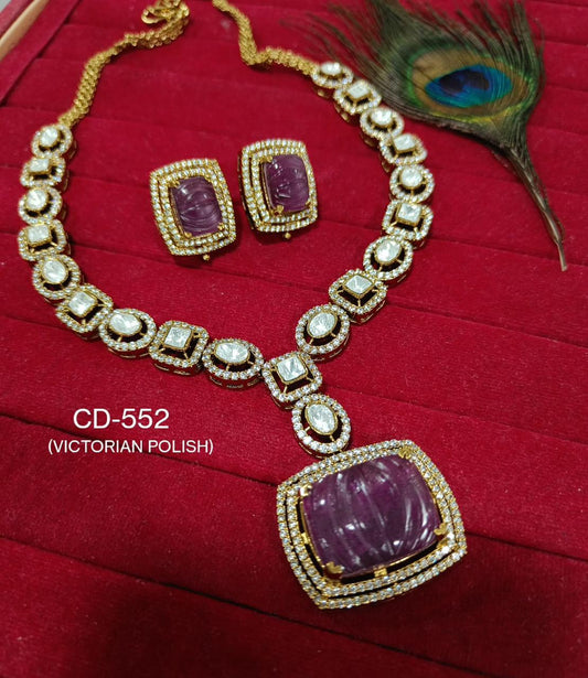 Purple diamond necklace set