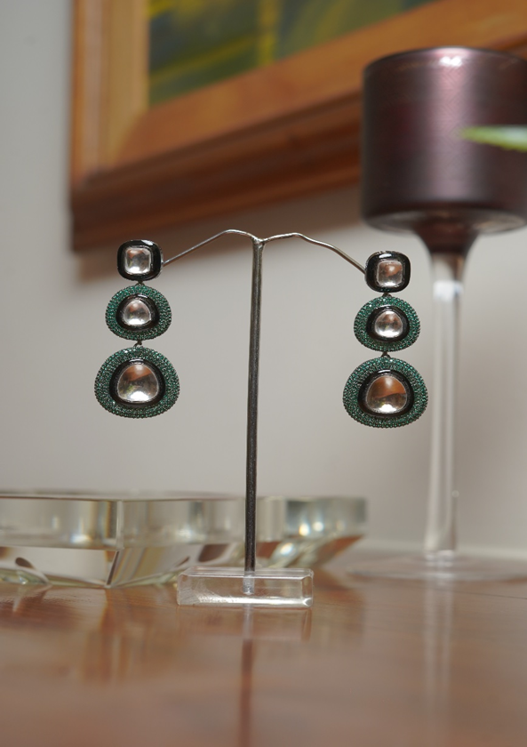 Black Enamel Polki Earings