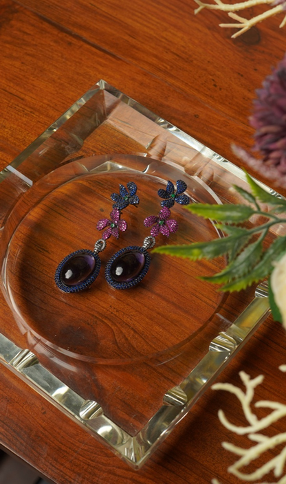 Tanzanite Earings with Flowers