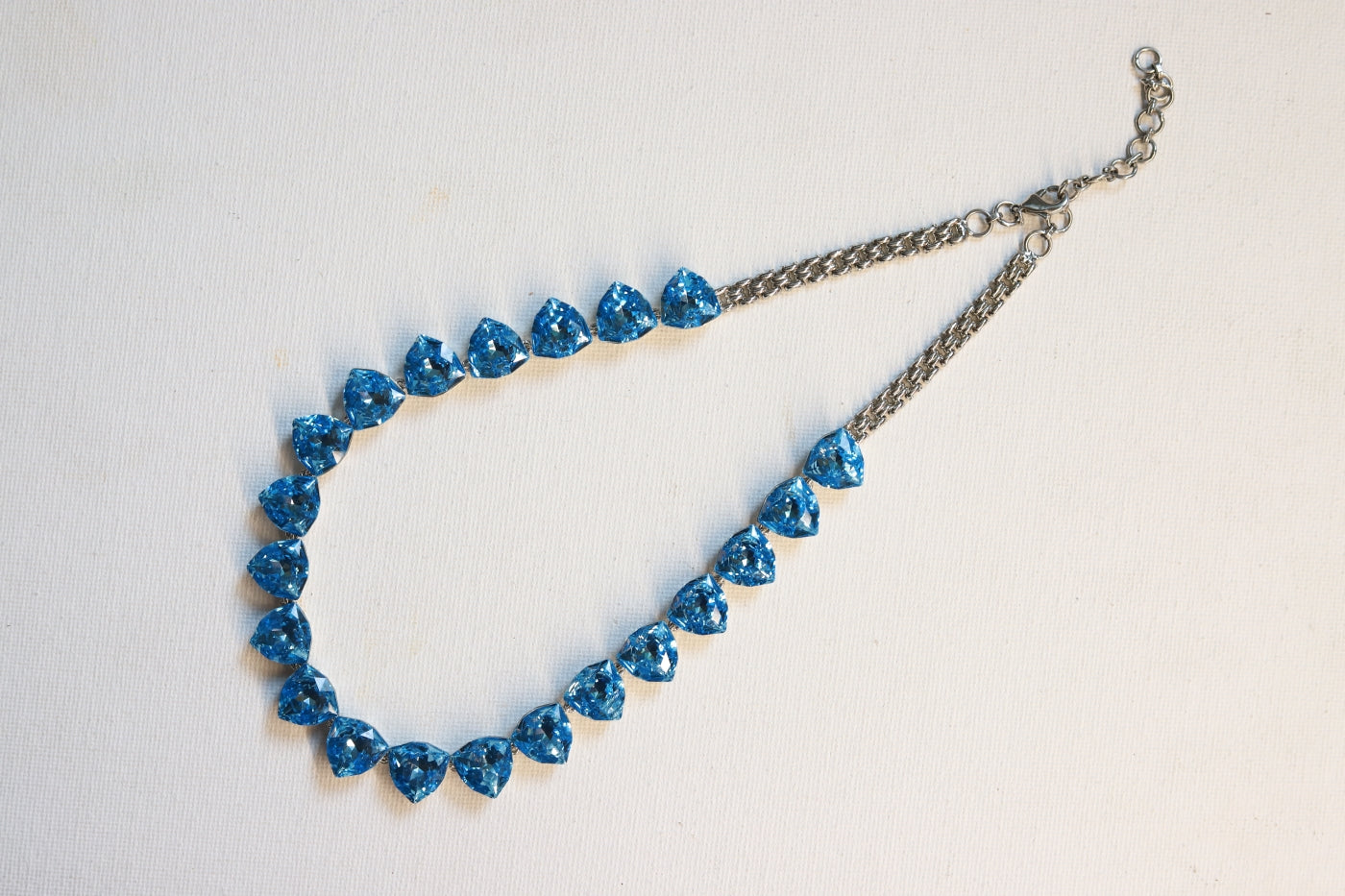 silver swaroski blue necklace