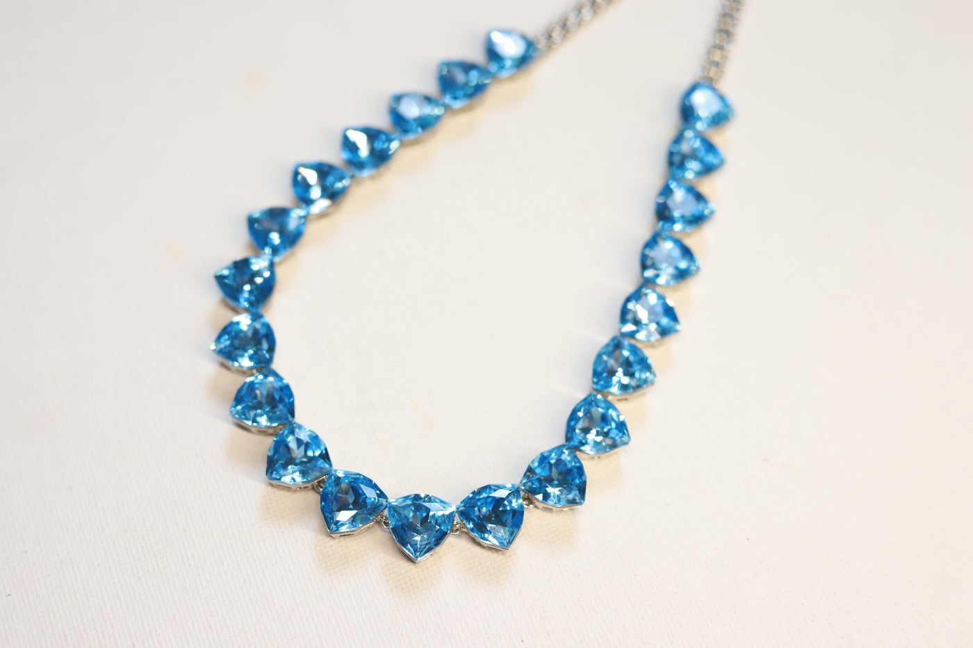 silver swaroski blue necklace