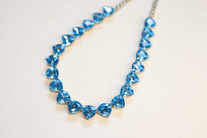 Silver swaroski aqua blue set